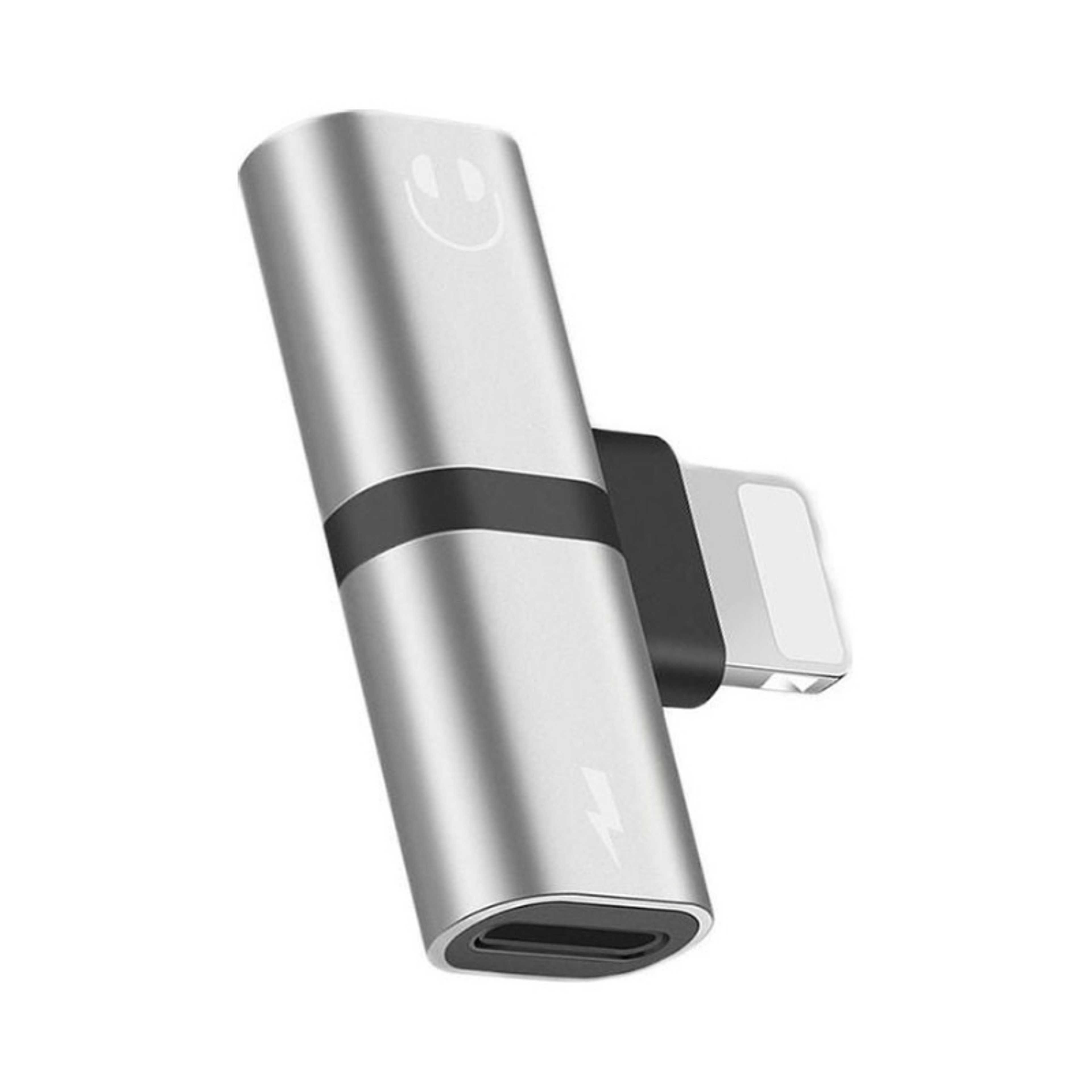 Mini Capsule 3 In 1 Audio Charger Or All IPhones Converter Portable Charging Splitter for Lightning Silver - Product Main Image