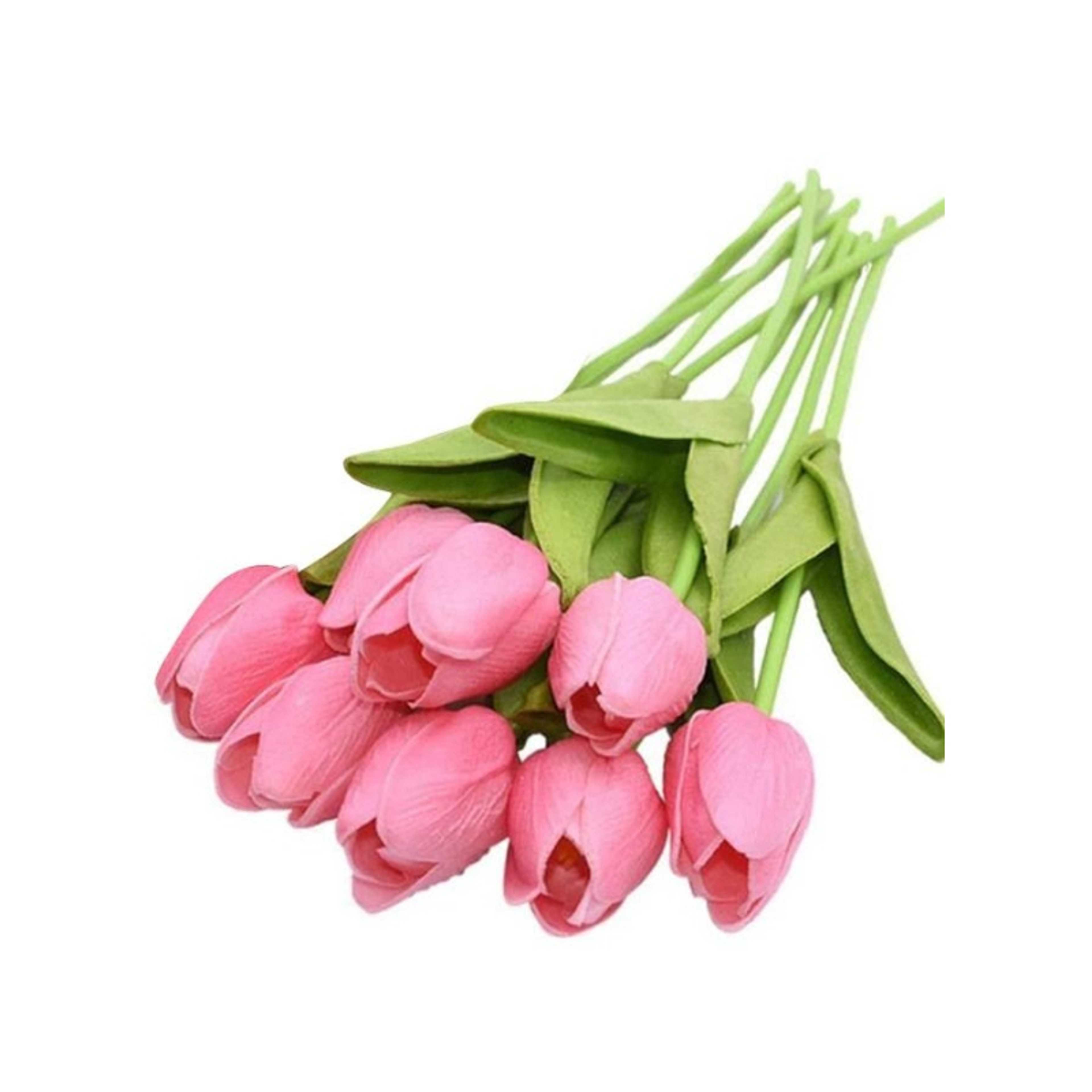 8pcs Pink Flowers Artificial Tulip 30cm for Home Kitchen Bedroom & Wedding - Product Main Image