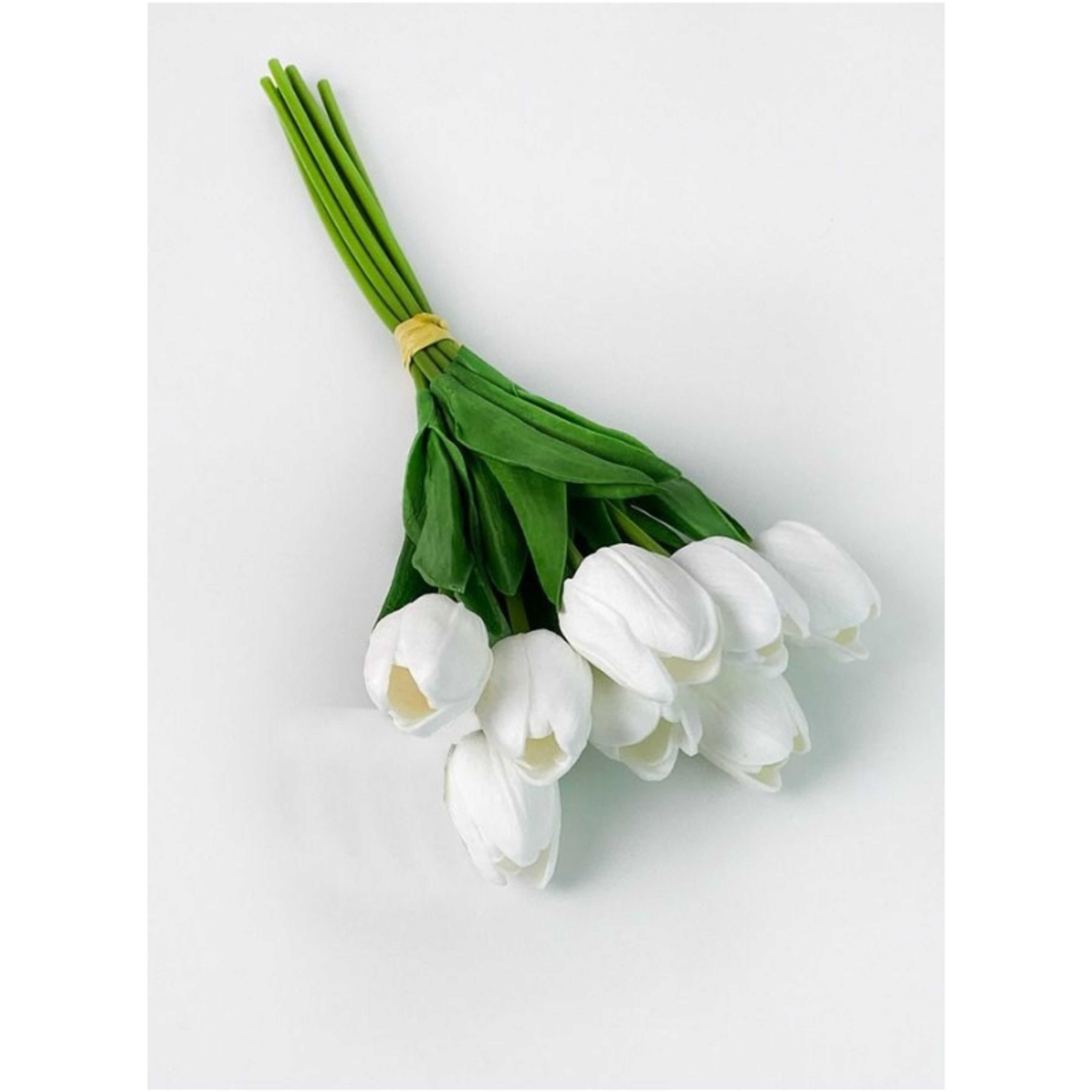 8pcs Pure White Flowers Artificial Tulip 30cm for Home Kitchen Bedroom & Wedding - Product Main Image
