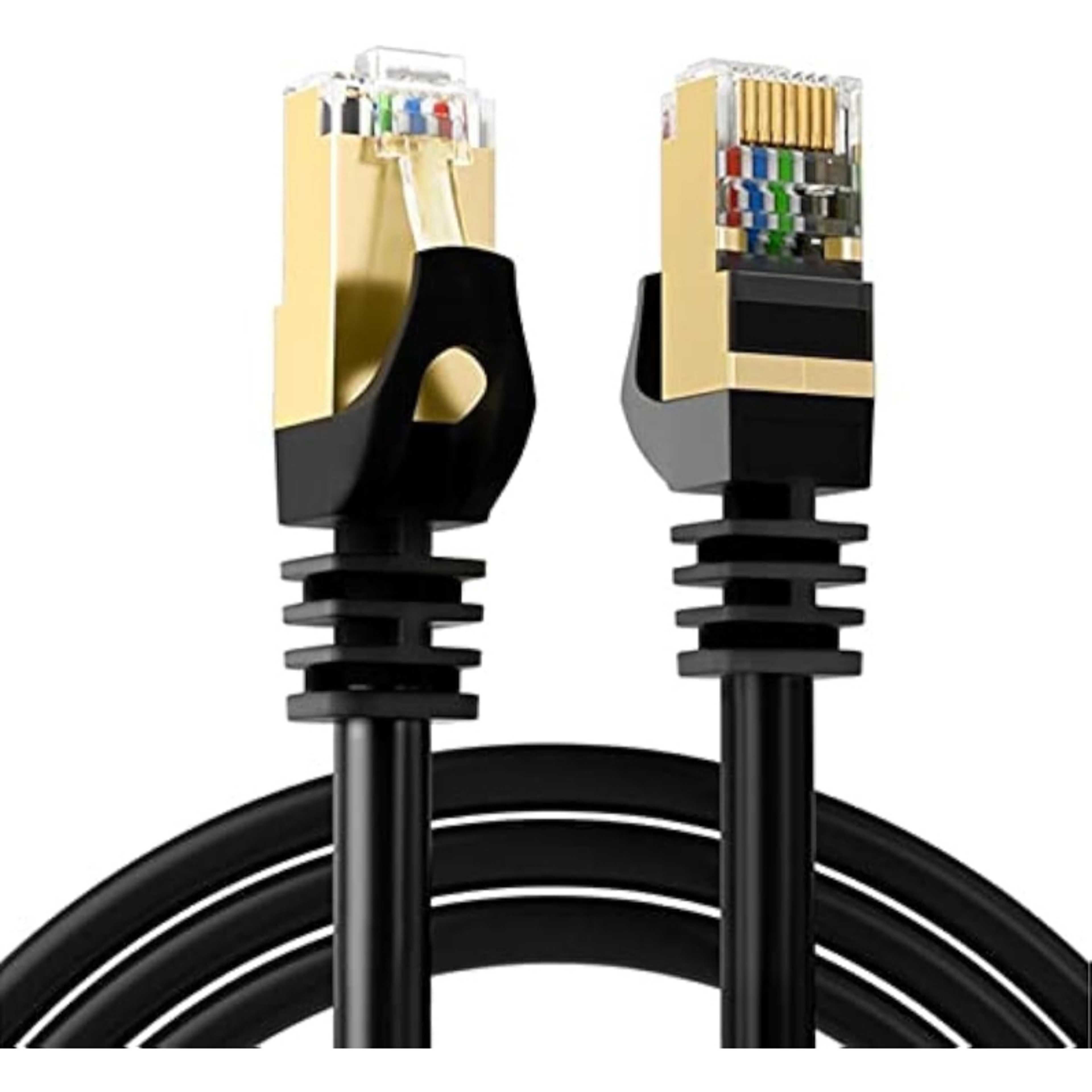 FFTP CAT7 Double Shielded 10 Gigabit 5G Network RJ45 Cable, 5G High Speed Patch Cord BLACK - Product Main Image