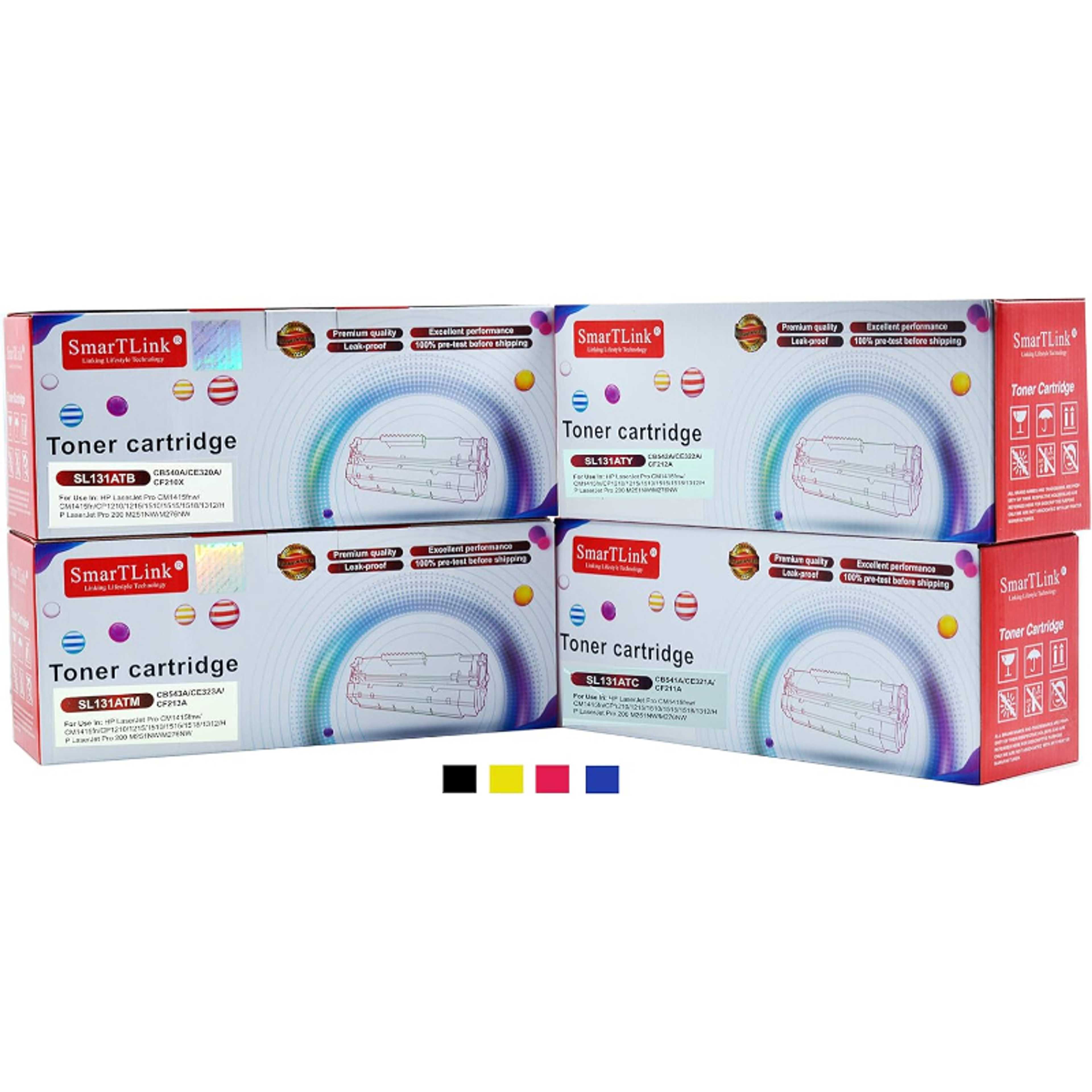 SMARTLINK Toner Set 125A CB540A / CB541A / CB542A / CB543A FULL SET C/M/Y/K  COMPATIBLE PREMIUM QUALITY TONER CARTRIDGE HP LASER JET PRO - Product Main Image