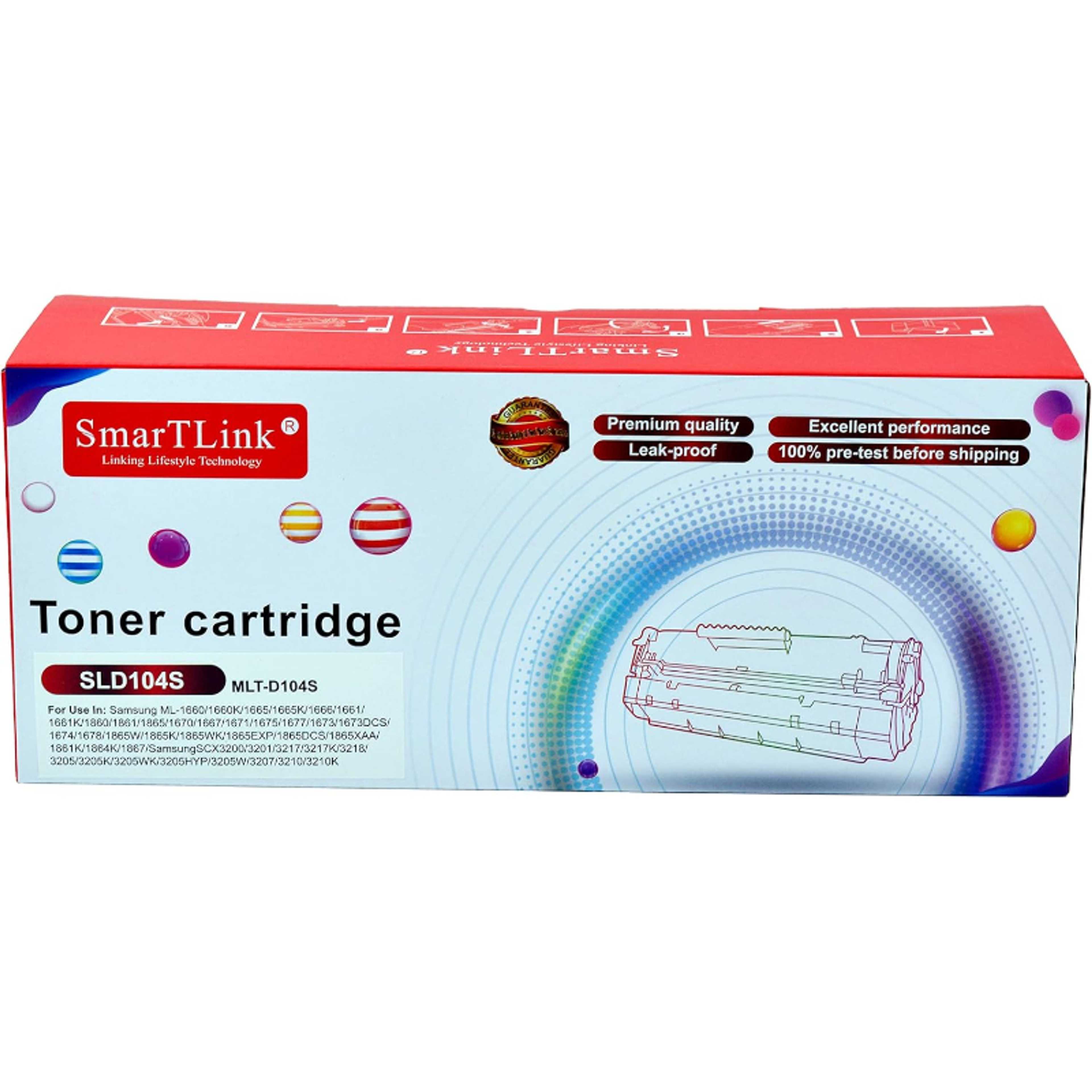 SMARTLINK PREMIUM QUALITY TONER Compatible with Samsung MLT D104S Black Toner Cartridge   for ML 1660, 1665, 1667, 1670, 1675, 1860, 1865, 1865W, 1867, SCX 3200, 3205, 3205W, 3207 - Product Main Image
