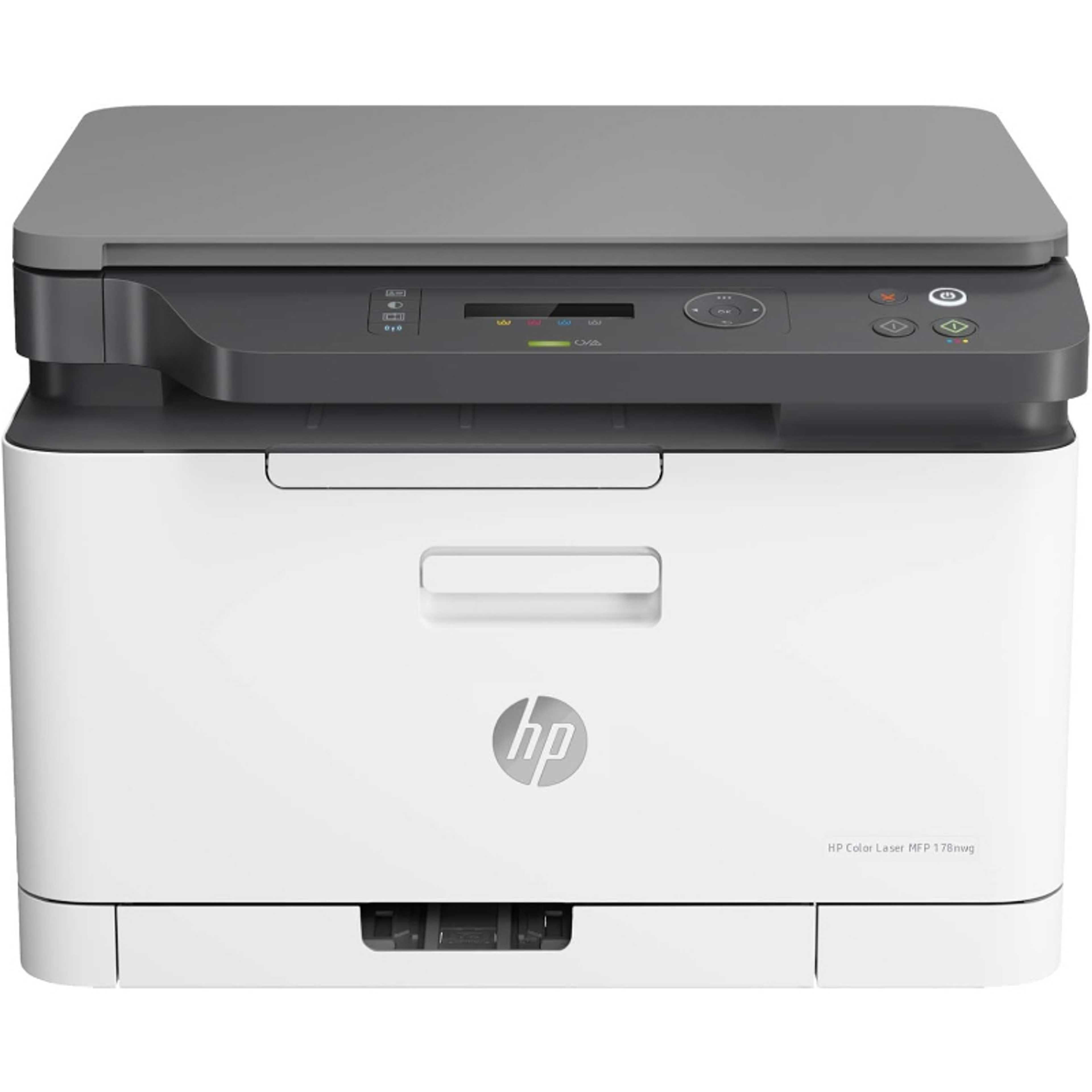 HP Color Laser MFP 178nw; Print: Up to 18 ppm black and 4 ppm color; Up to 20,000 pages per month duty cycle; 128 MB RAM, 2 Years Warranty, White   4ZB96A - Product Main Image