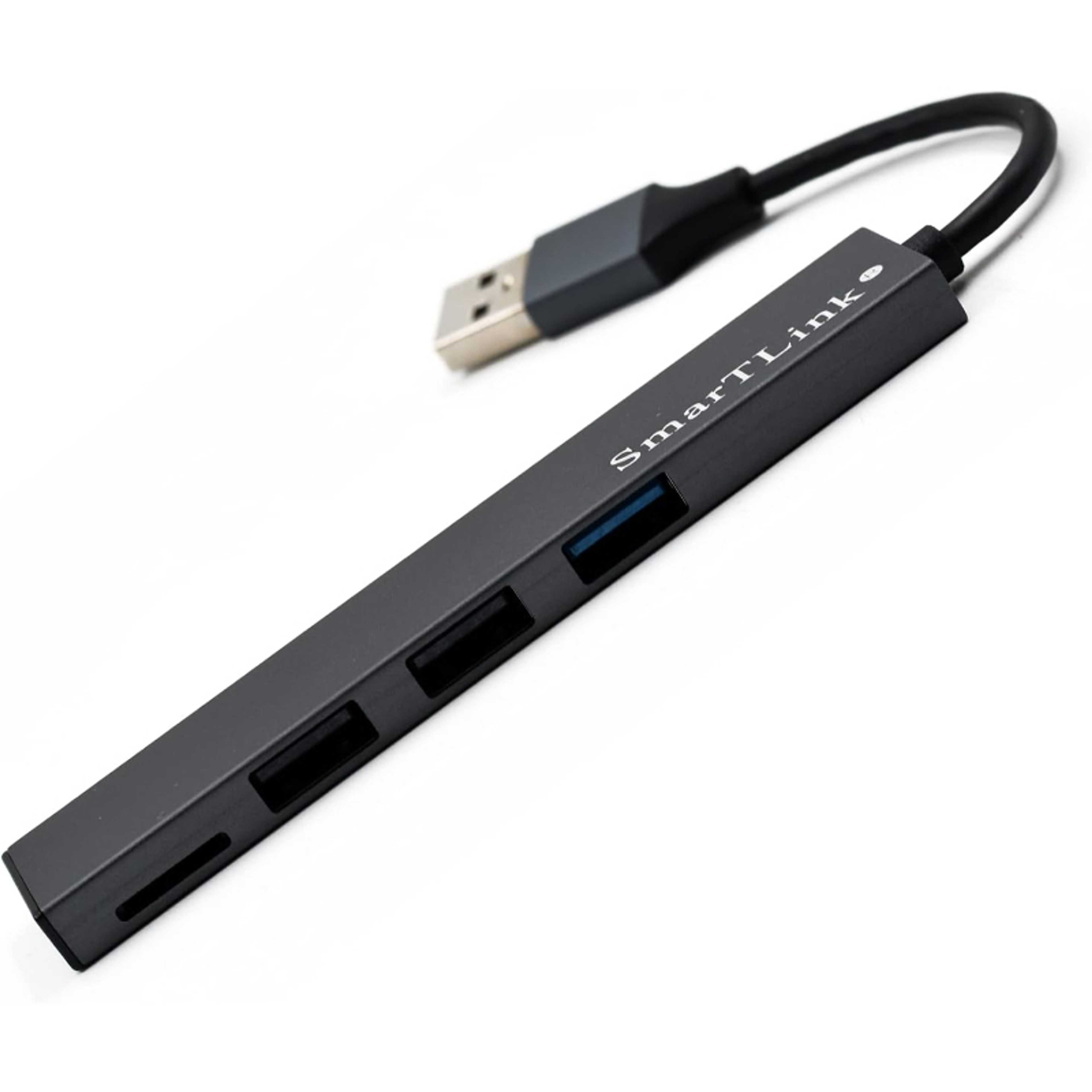 SmarTLink USB3.0 HUB+CARD READER COMBO ALUMINIUM HOUSING 1*USB3.0+2* USB 2.0+1 PORT MICRO SD (TF) - Product Main Image