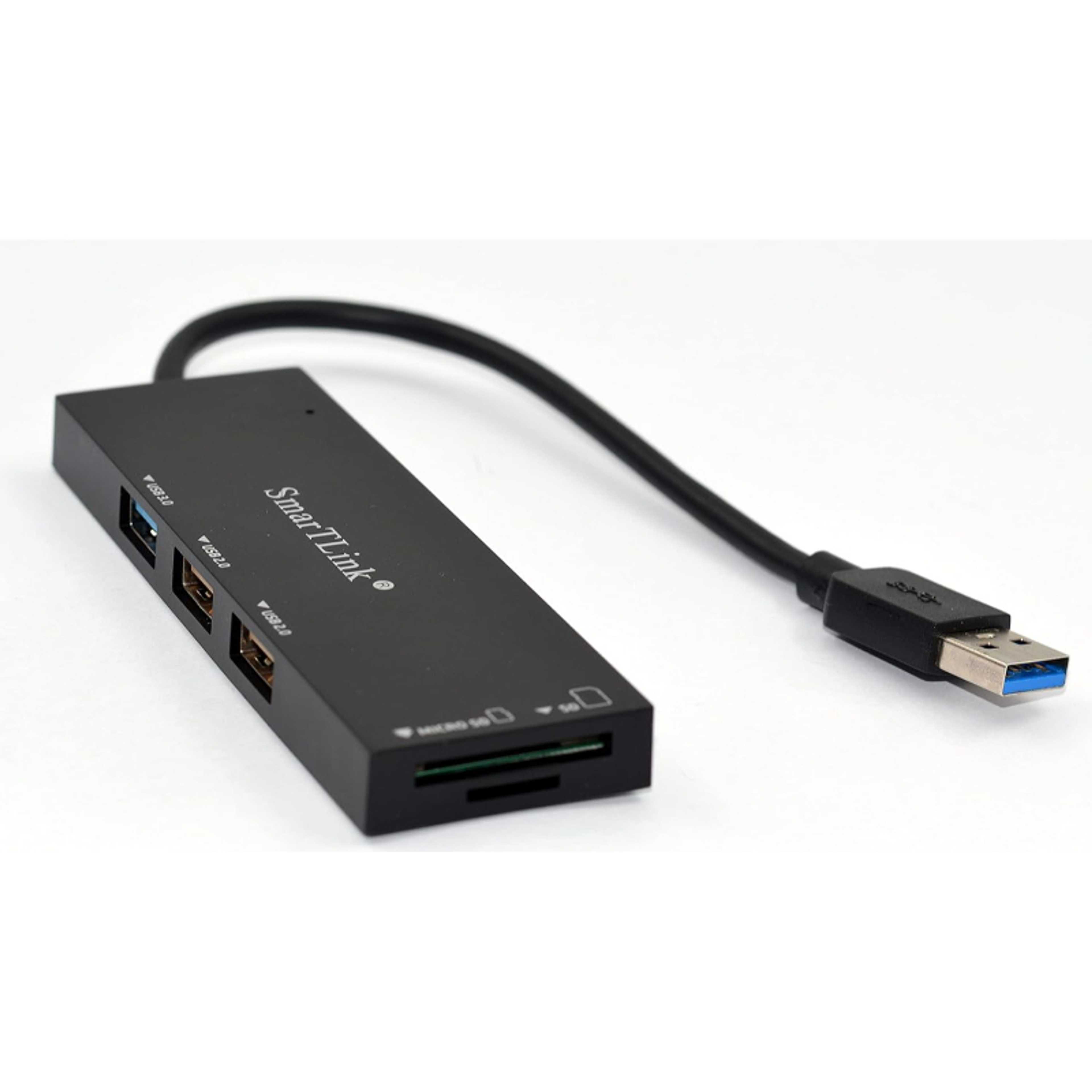 SmarTLink Plus Card Reader & Hub USB3.0 1 Port (5GBPS) + USB2.0 Port(480MPBS) +SD and Micro SD Supports UP TO 2TB - Product Main Image