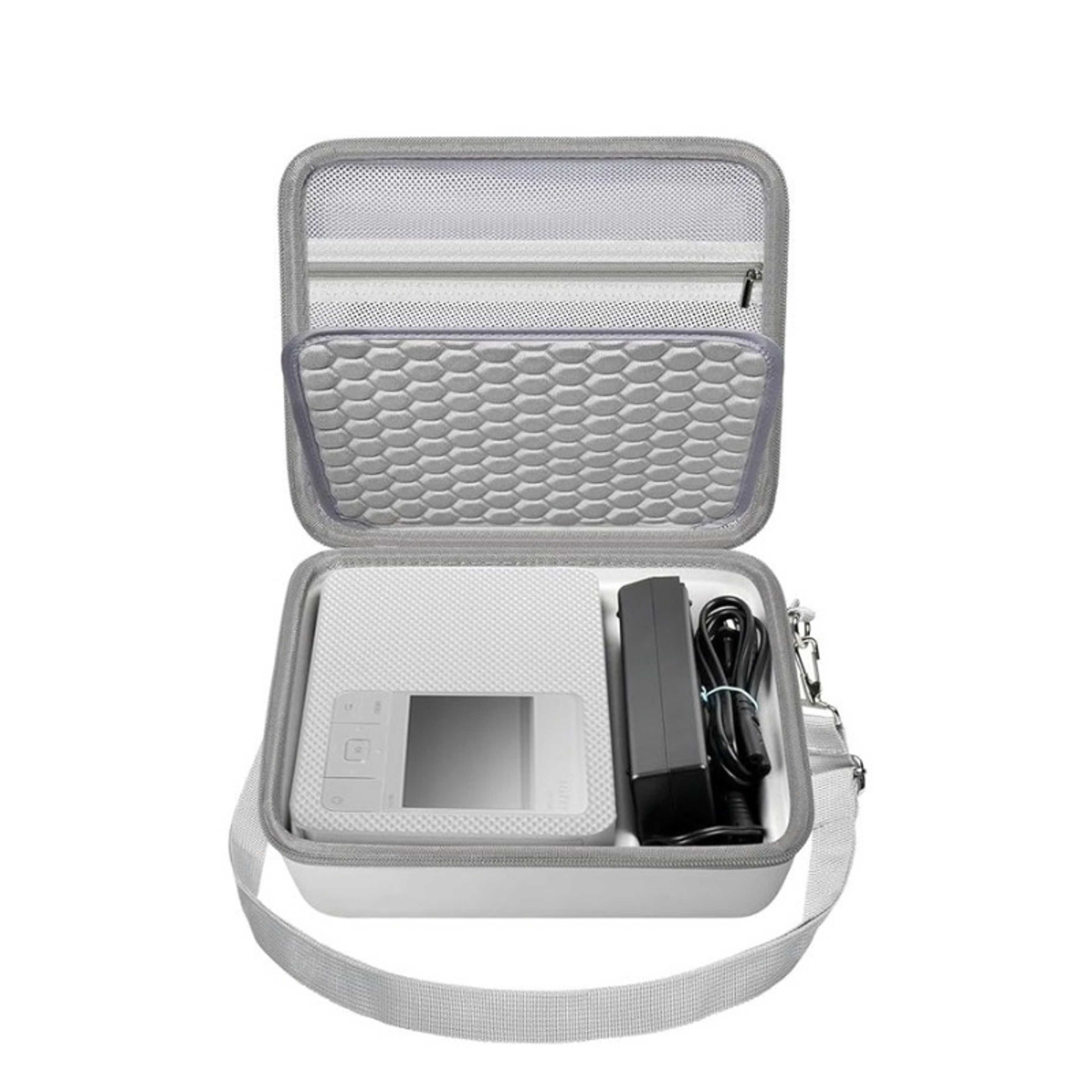 Hard Case for Canon SELPHY CP1500/CP1300/CP1200 Mini Mobile Photo Printer and Colour Ink Paper RP-108 Set with Adjustable Shoulder Strap - Bag Only (White) - Product Main Image