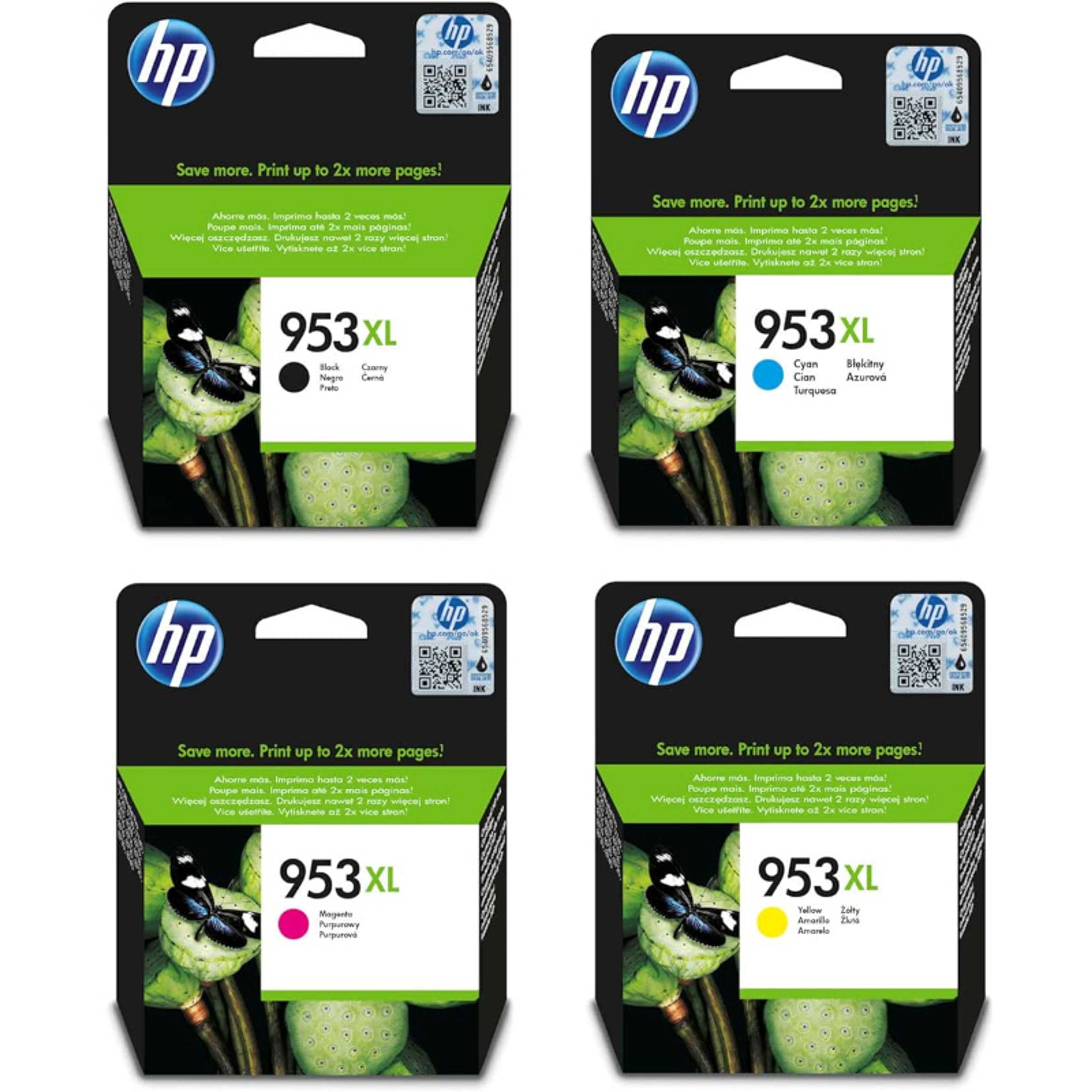 HP 3HZ52AE 953XL High Yield Original Ink Cartridges, Black/Cyan/Magenta/Yellow, Multipack - Product Main Image