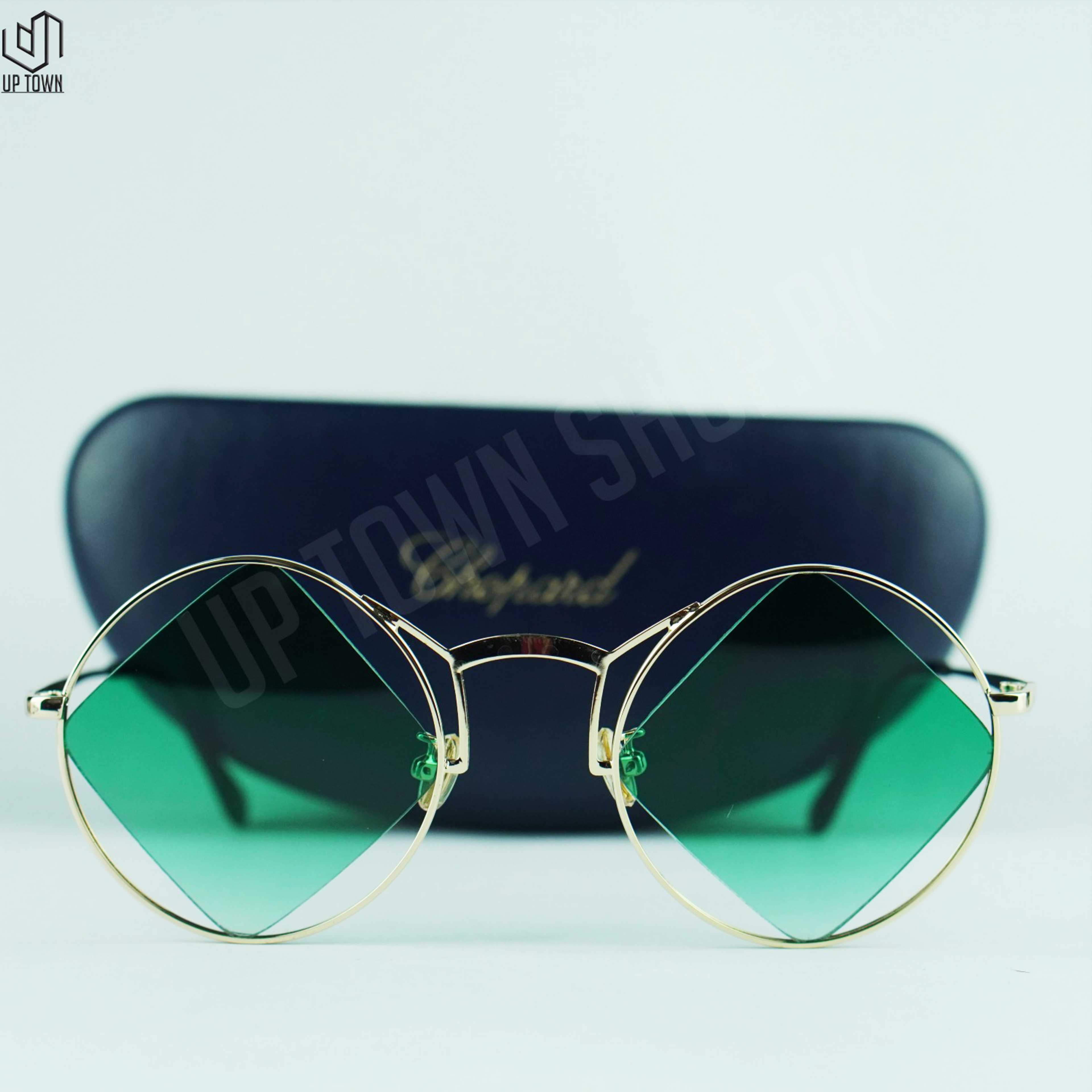 Green Gem With Gold Unisex Glasses