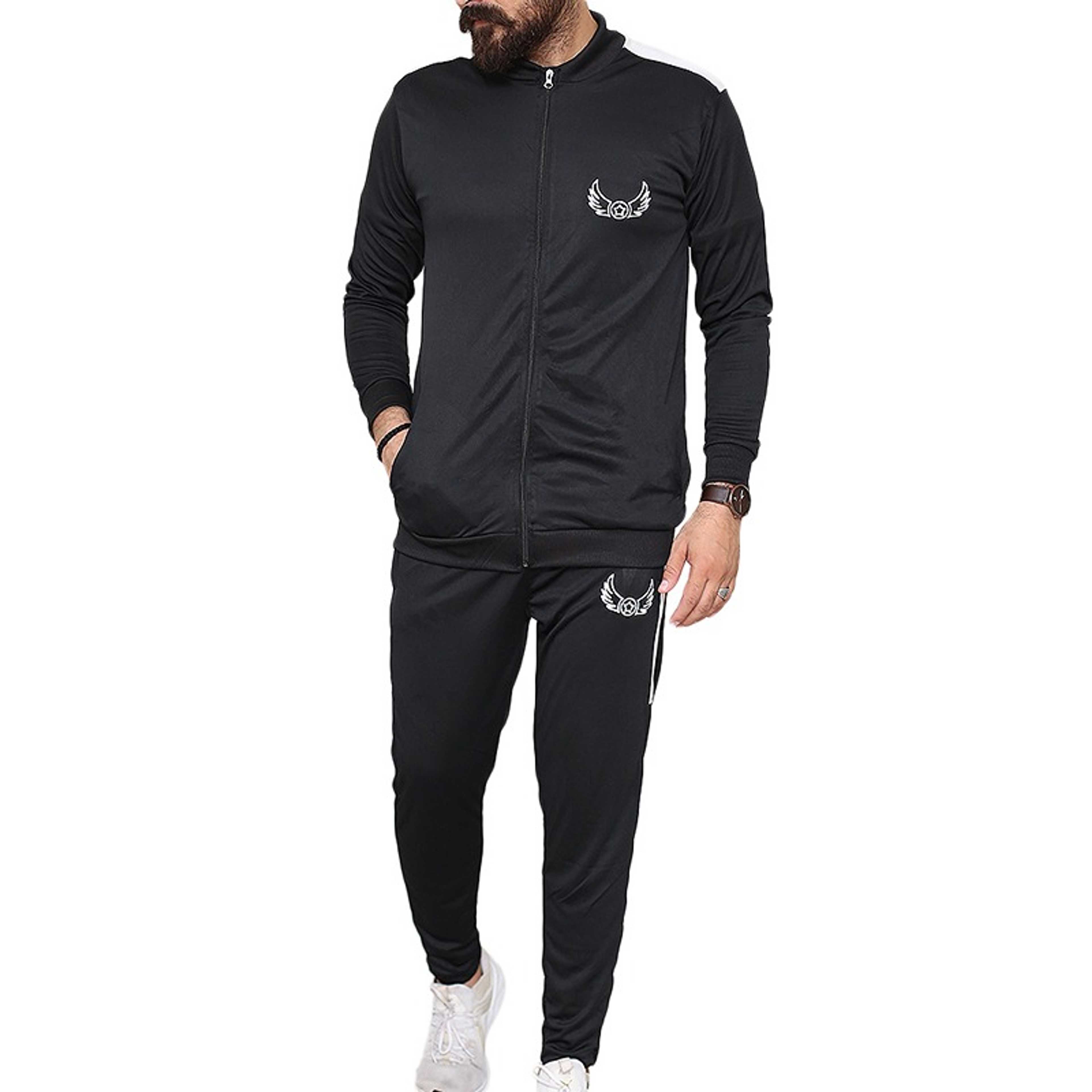 Black Panel Sports Tracksuits - Product Main Image