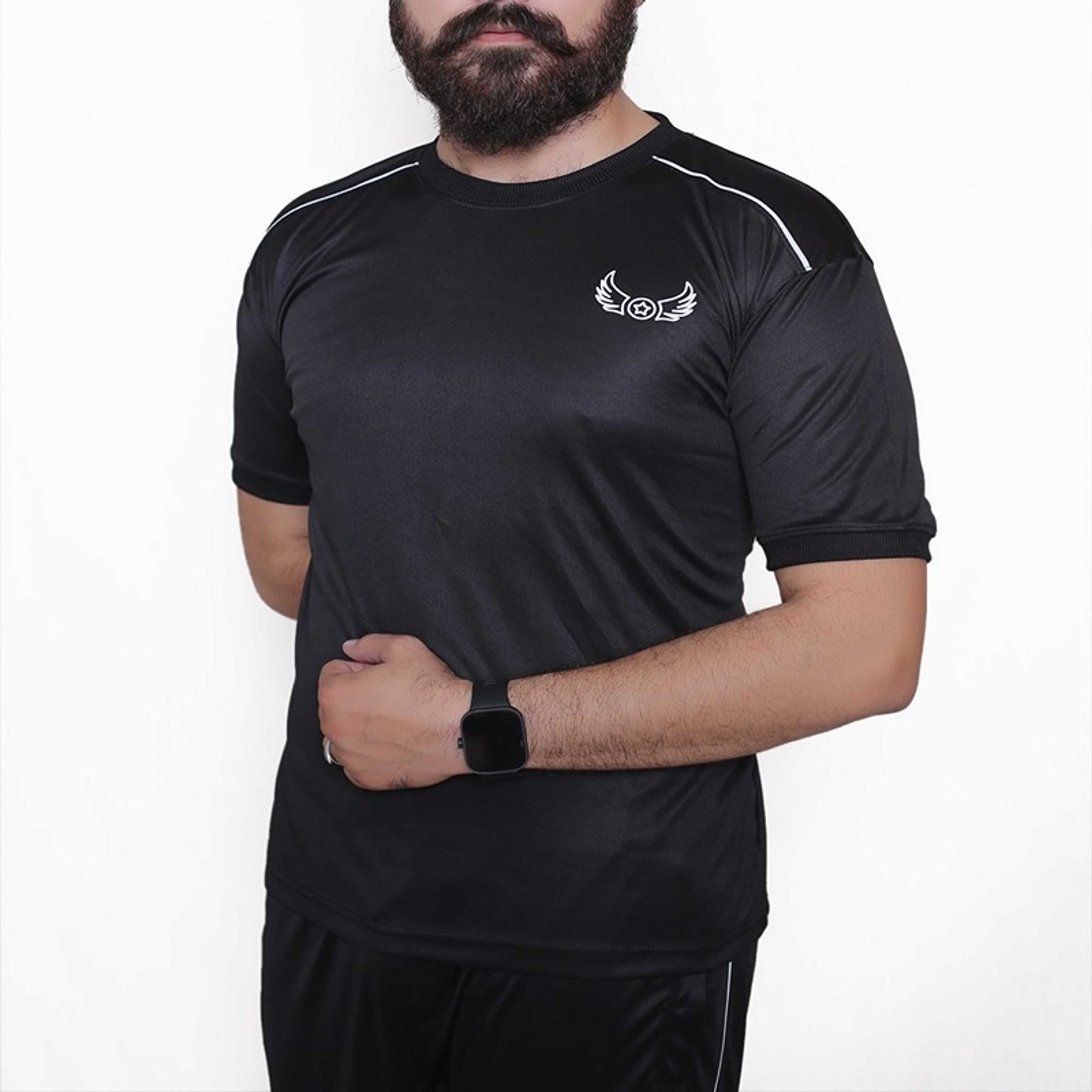 Black with white lining sports Tshirt - Product Main Image