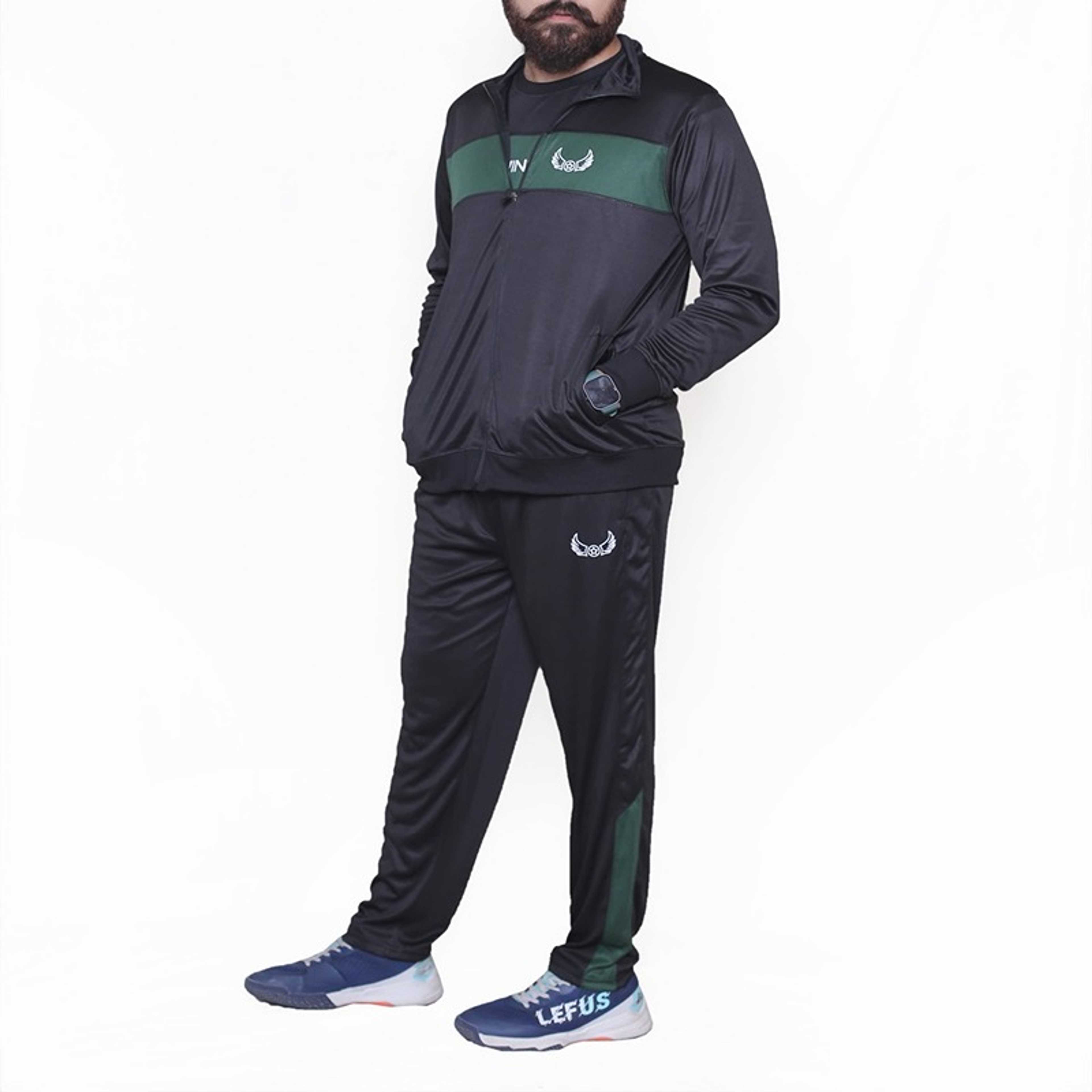 Green Black Sports Tracksuits - Product Main Image