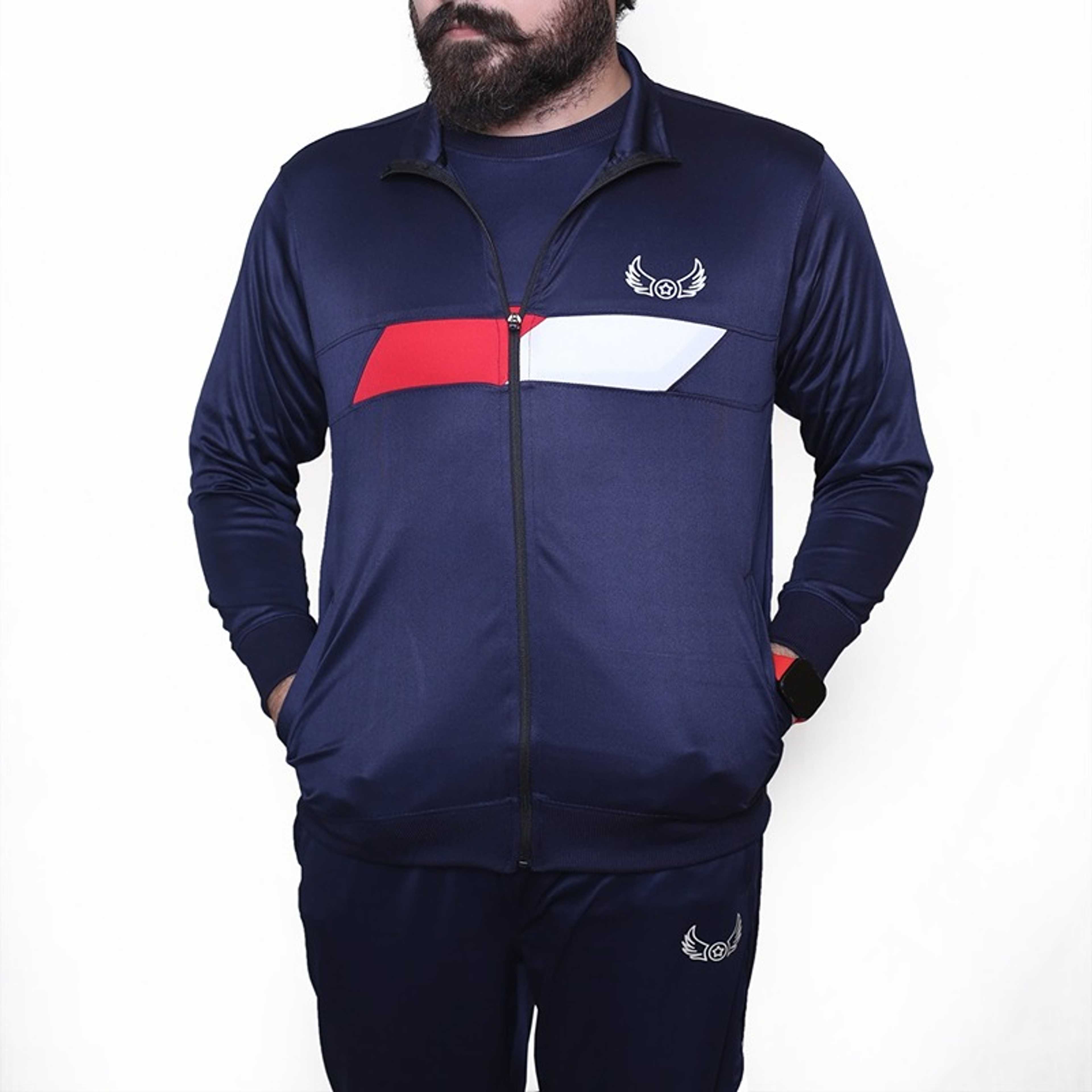 Blue with white Red stripe Sports Tracksuits - Product Main Image
