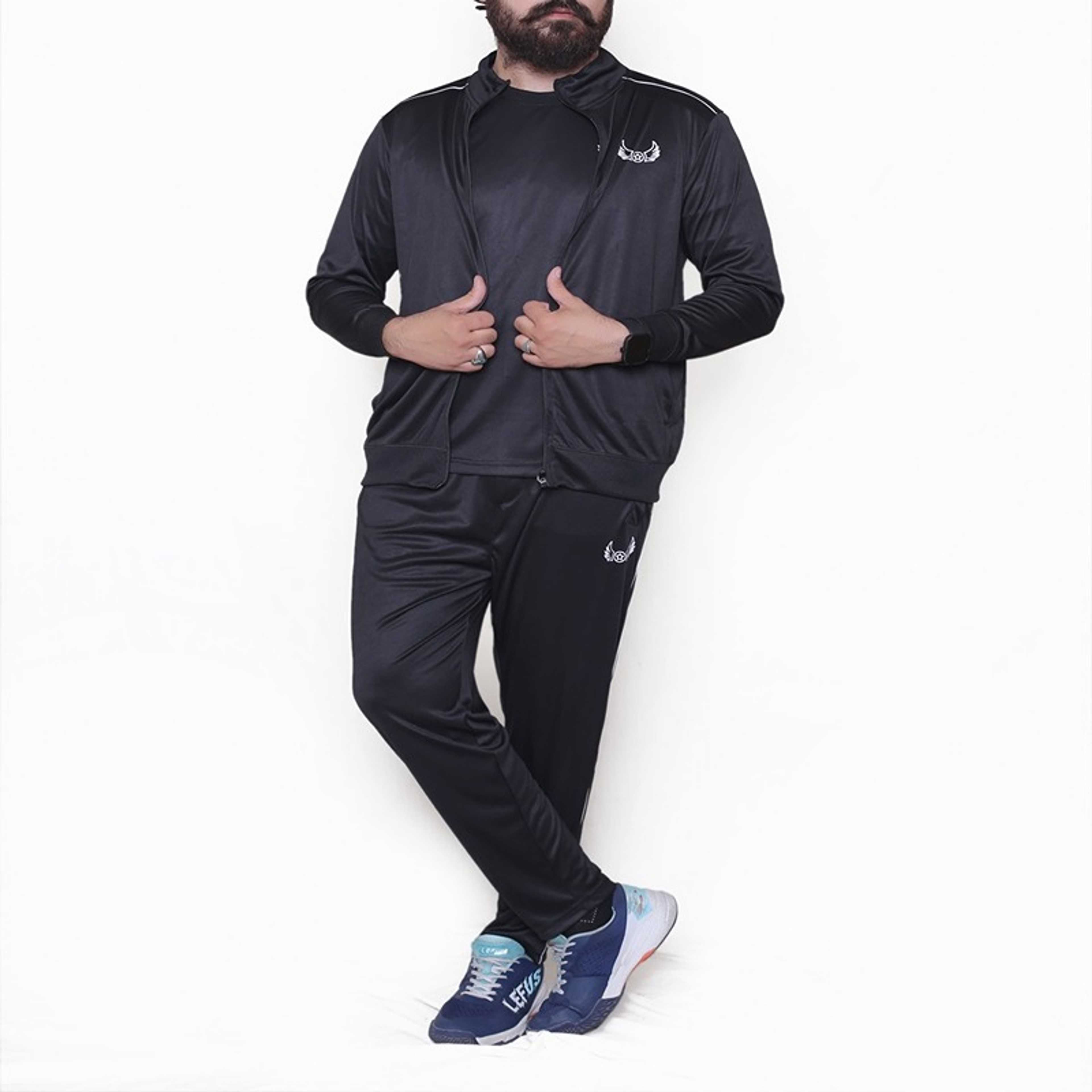 Black with white lining Sports Tracksuits - Product Main Image