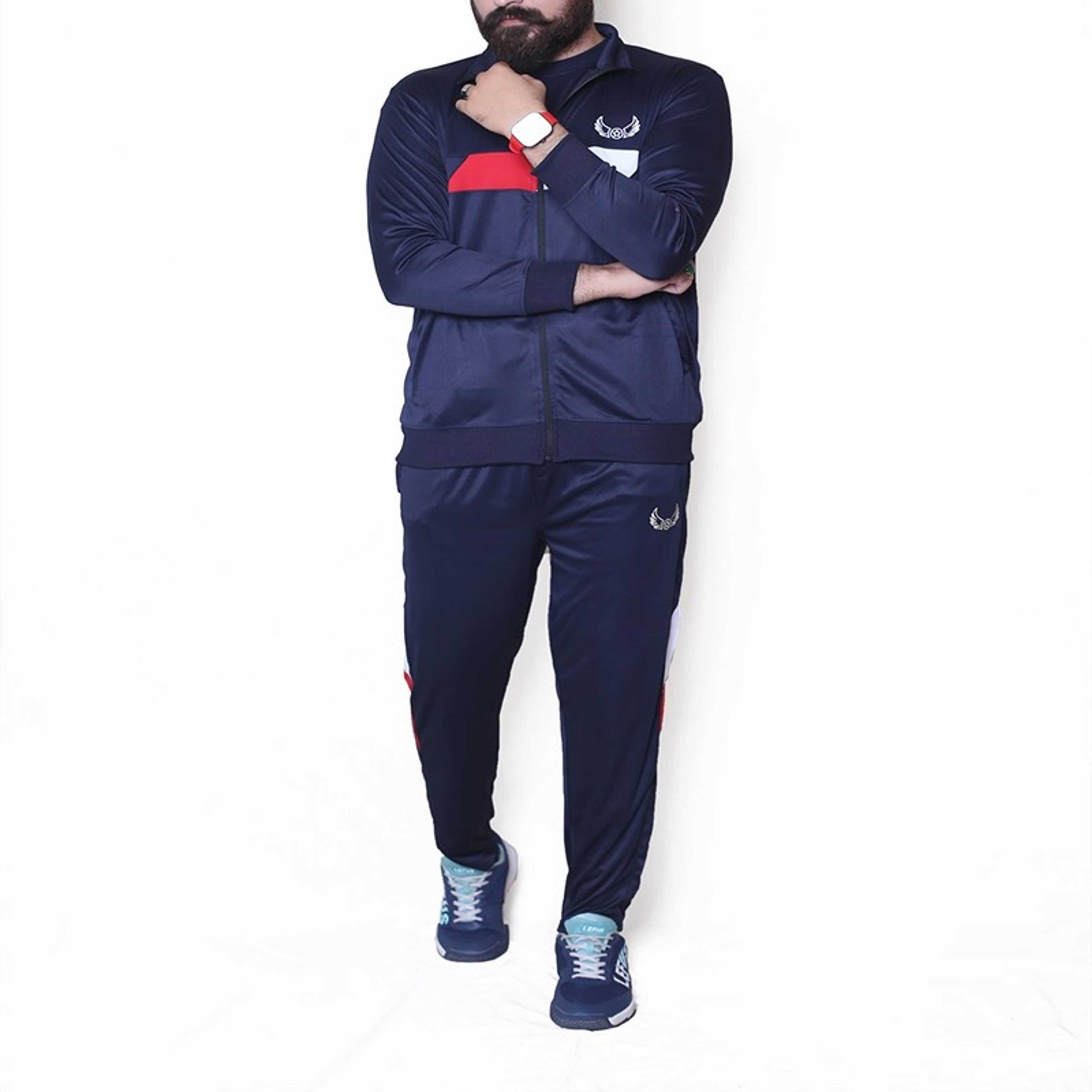 3in1 Blue with white red stripe Sports Tracksuits - Product Main Image