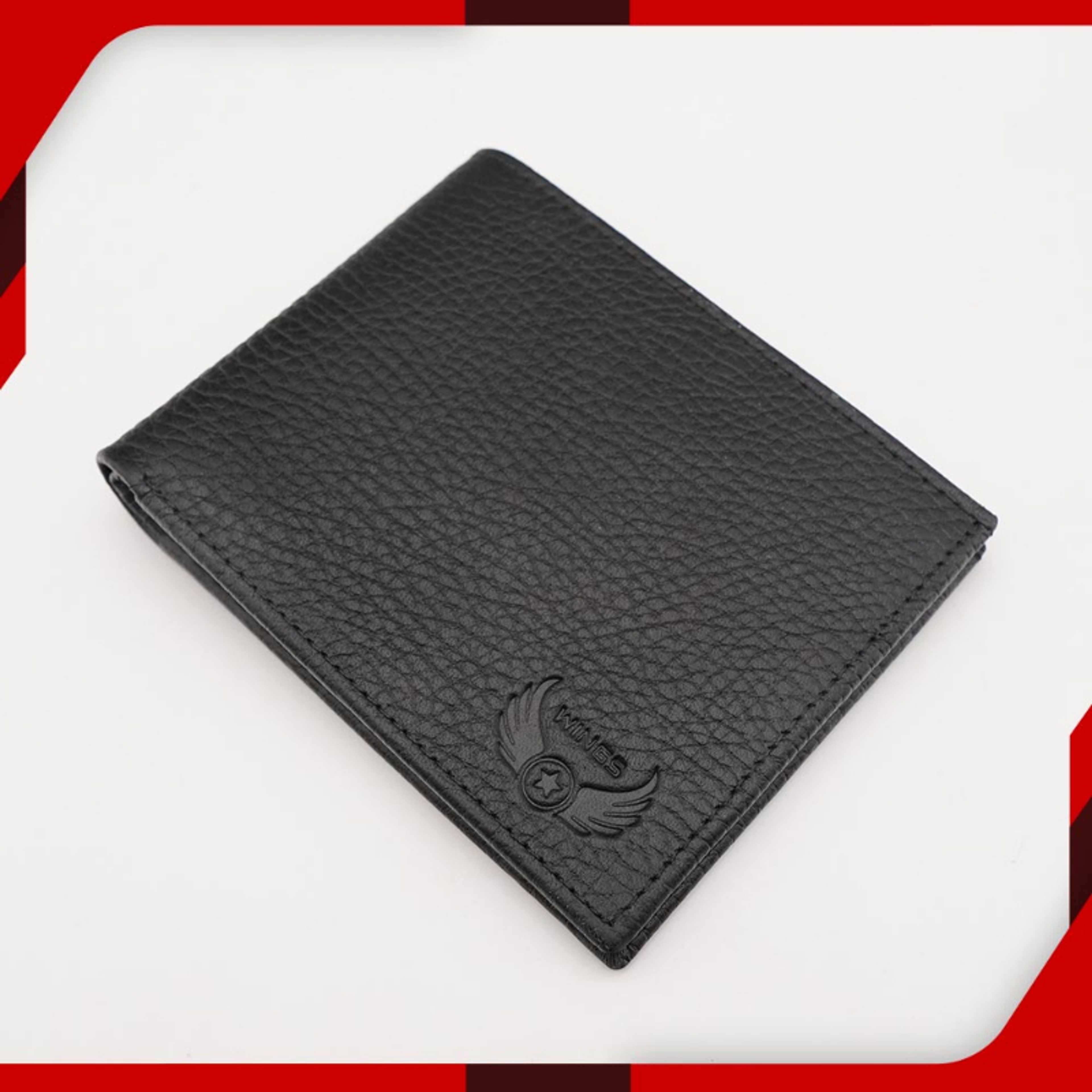 Texture Black Leather Wallets for Men