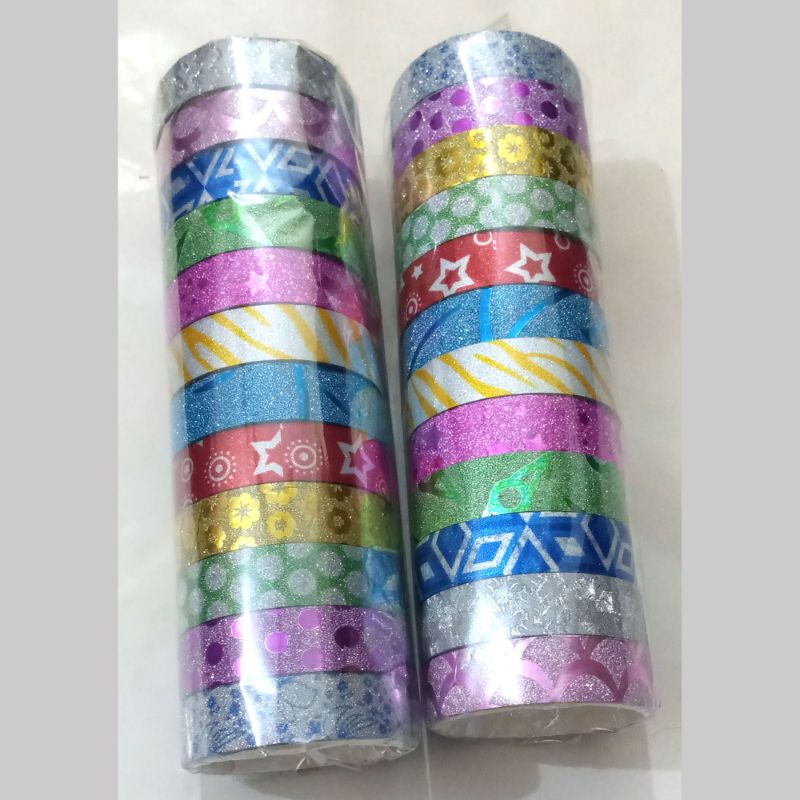pack of 2 (24) Fancy Glitter Tape Decorative Washi Tape - Glitter Tape - Multicolor