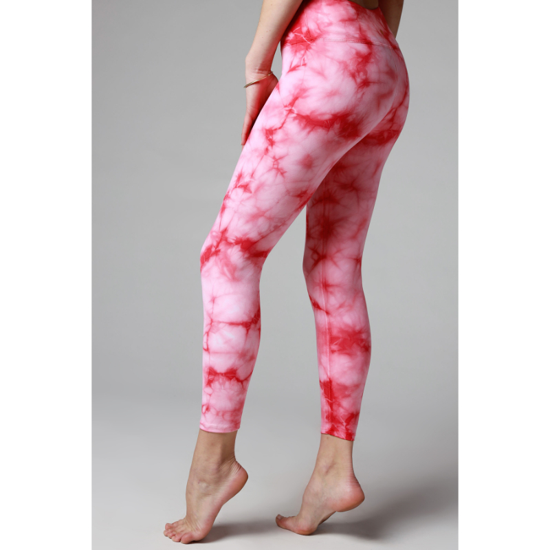 Women's Rose Pink Tie Dye High Waist Ultra Soft Premium Yoga Pants Leggings-8