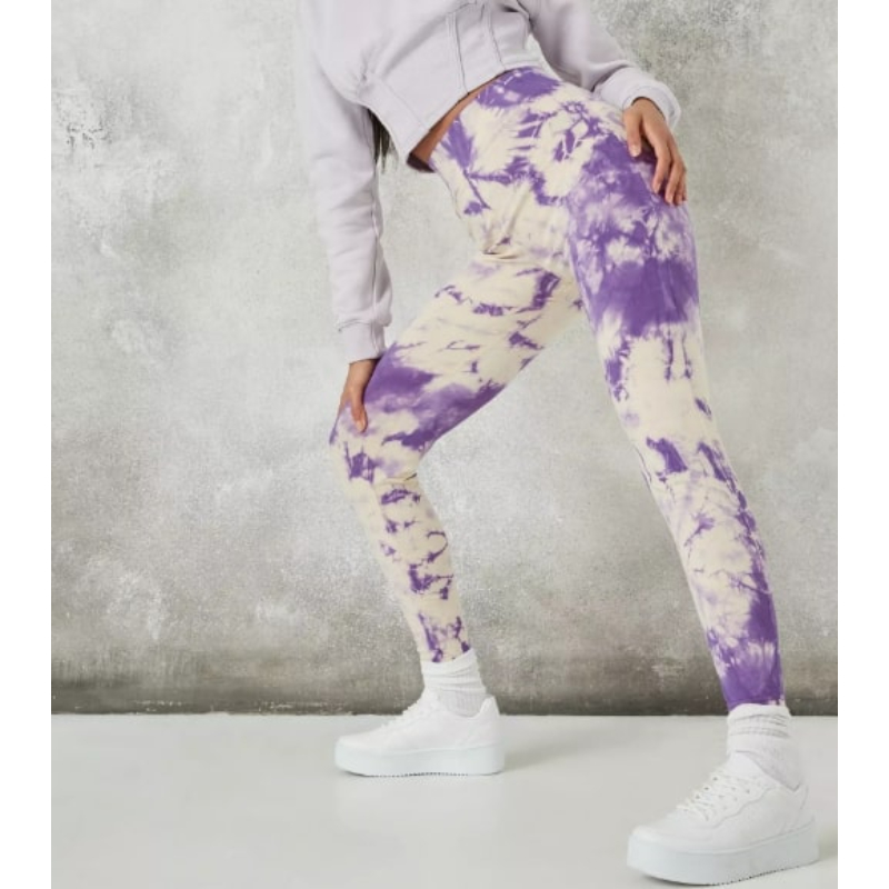 Women's Purple Tie Dye High Waist Ultra Soft Premium Yoga Pants Leggings-16