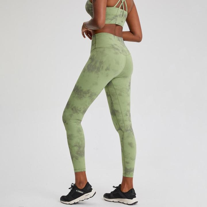 Women's Green Tie Dye High Waist Ultra Soft Premium Yoga Pants Leggings-18