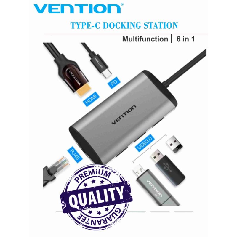 Vention 6 in 1 USB Type C to HDMI USB 3.0 HUB Thunderbolt 3 Adapter for Samsung S9/S10 20 P20 Pro USB-C HUB