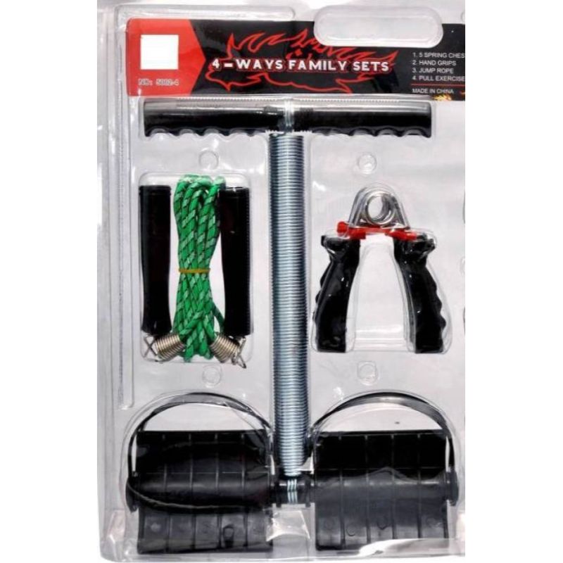 Home Gym Exercise Set with Tummy Trimmer-Hand Grip-Jumping Rope