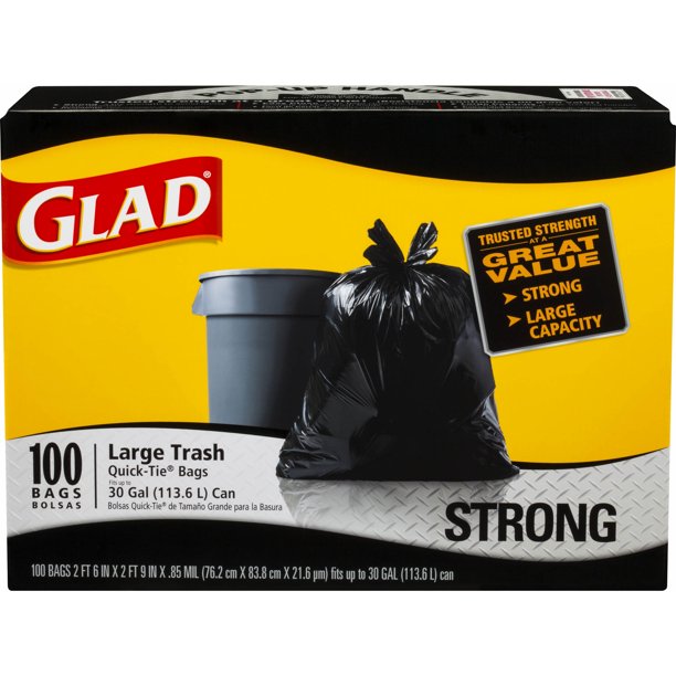 GLAD LARGE TRASH QUICK TIE BAGS 10'S (Imported)
