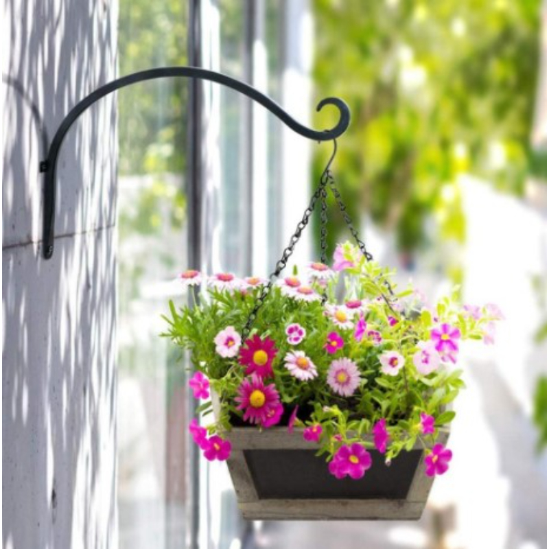 New Iron Garden Wall Hanging Flower Plant Hook Pot Bracket Hook Shelf Holder Stand Black