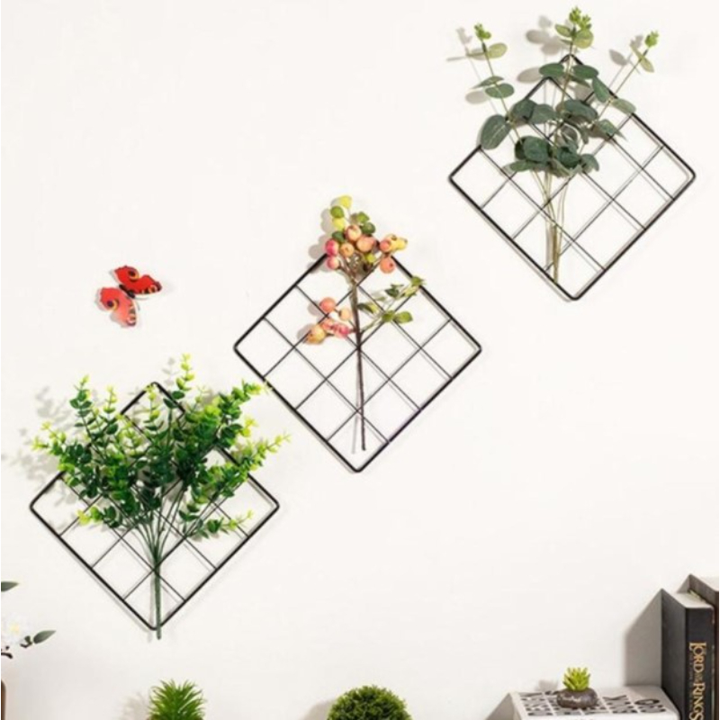 1pc Nordic Style Metal Mesh Iron Storage Rack Grid for Wall Photos Postcards