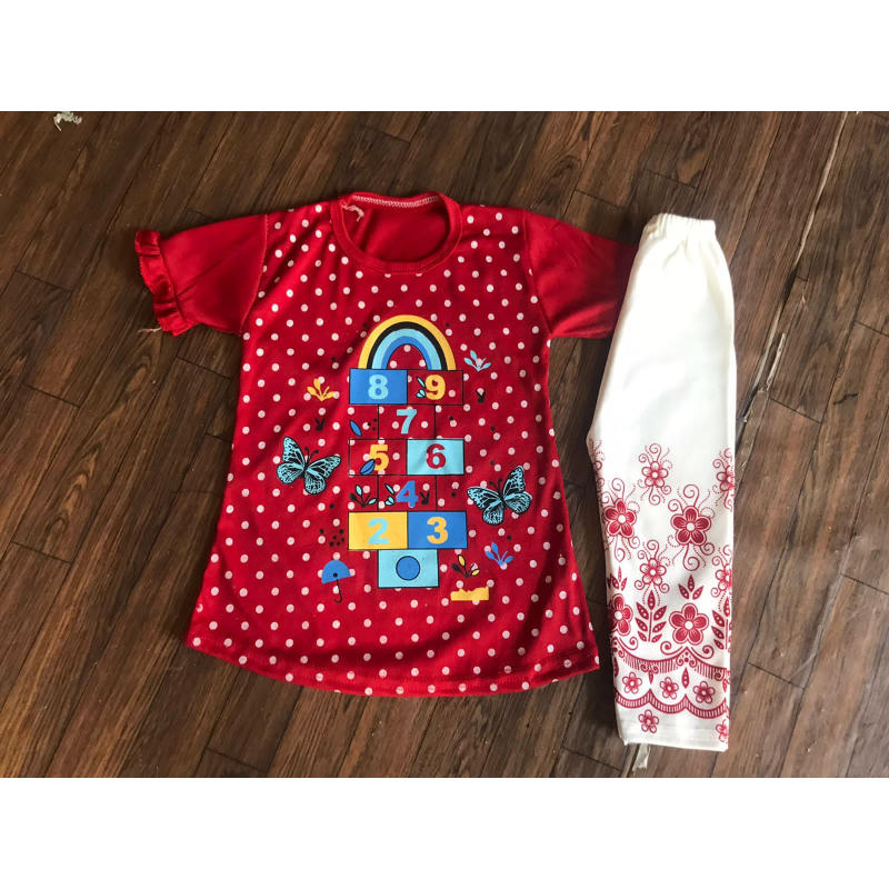 Casual Baby Dress With Printed Trouser 0-3 Years