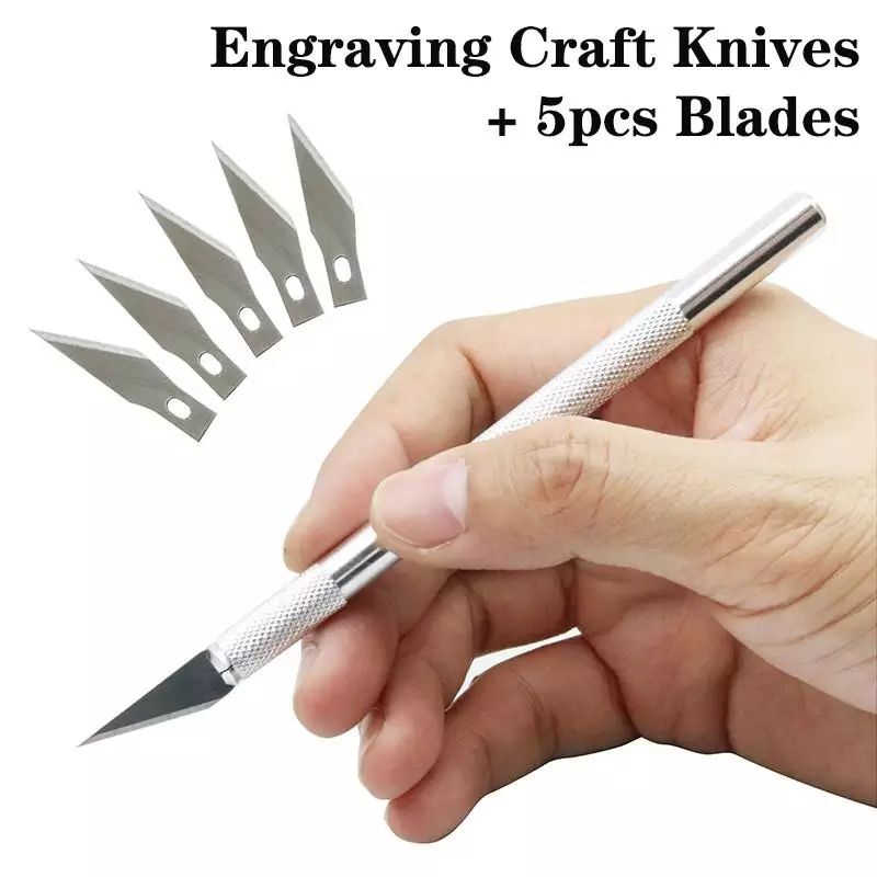 Non-Slip Metal Wood Paper Cutter Pen Knife Scalpel Steel Blades Engraving Knives for Crafts Arts Drawing DIY Repair Hand Tools