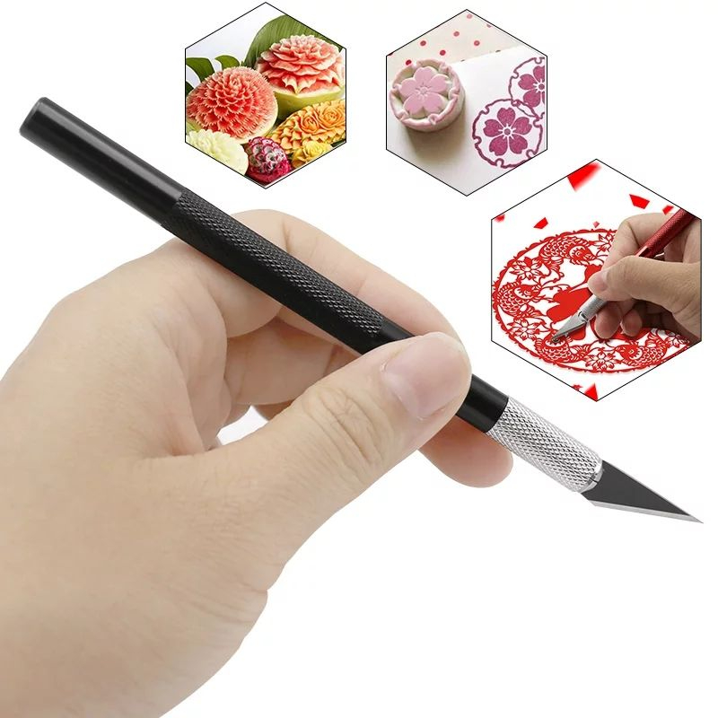 6pcs/Set Precision Hobby Knife Metal Handle With Blades For Arts Wood Carving Tools Crafts Phone Repair Multi DIY Hand Tools