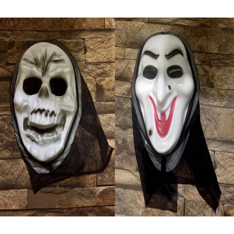 Pack of 2 Horror Mask Fancy Dress Make Up Masquerade for Adult Scream Skull Mask