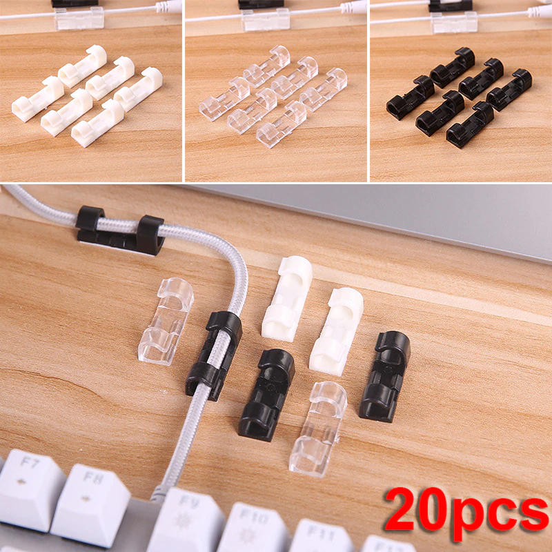 Wire Clips Adhesive Pack Of 20 - Organizer Desk Mouse Cable Wire Holder