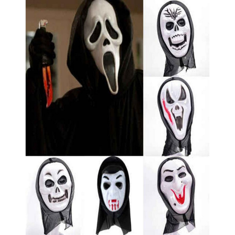 Horror Mask Fancy Dress Make Up Masquerade for Adult Scream Skull Mask - Pack of 6
