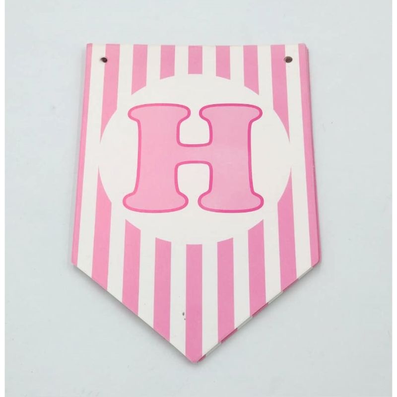Cut Out Pink/White Happy Birthday Banner, Party Banner For Kid Birthday Party Decoration