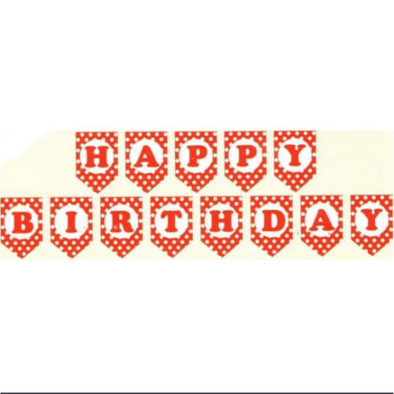 Cut Out Red Polka Happy Birthday Banner, Party Banner For Kid Birthday Party Decoration