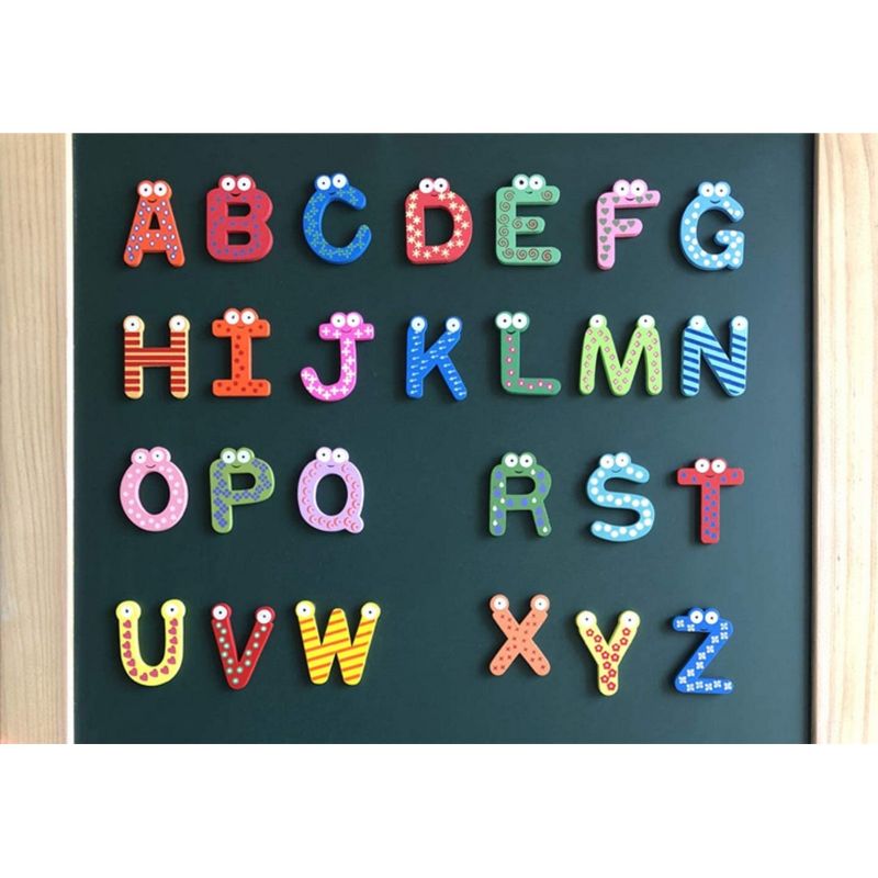 Wooden Cartoon Alphabets (A-Z) Letters Fridge Magnets Sticker
