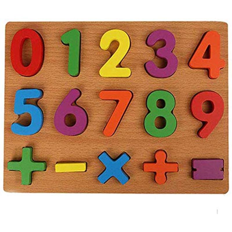 Wooden Numbers (0 to 9) & Mathematical Signs Puzzle Board For Kids Early Educational Toys
