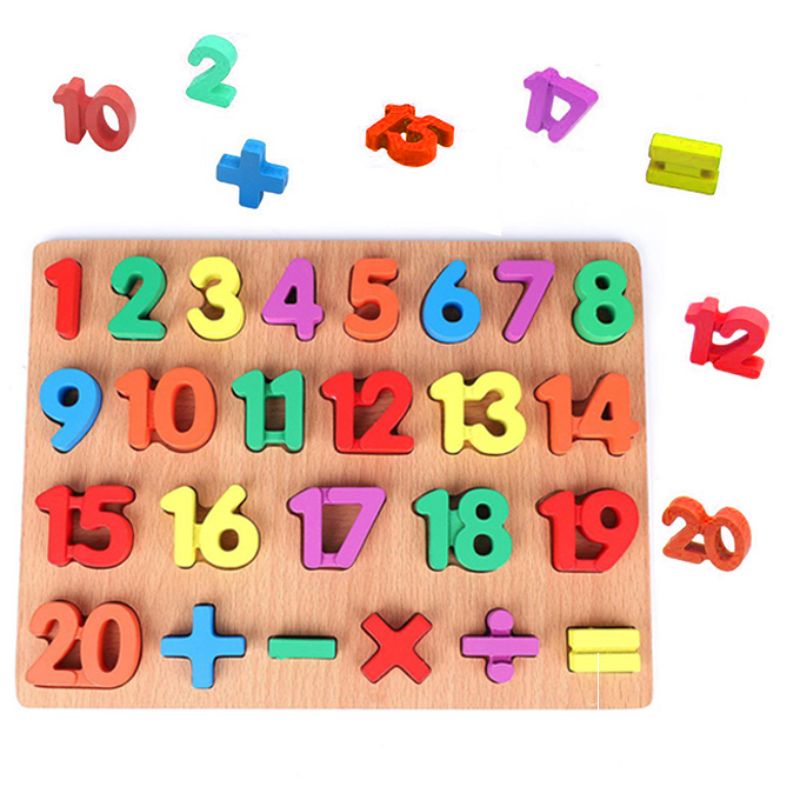 Wooden Colorful Mathematical Numbers & Shapes Puzzle Board For Kids Early Educational Toys