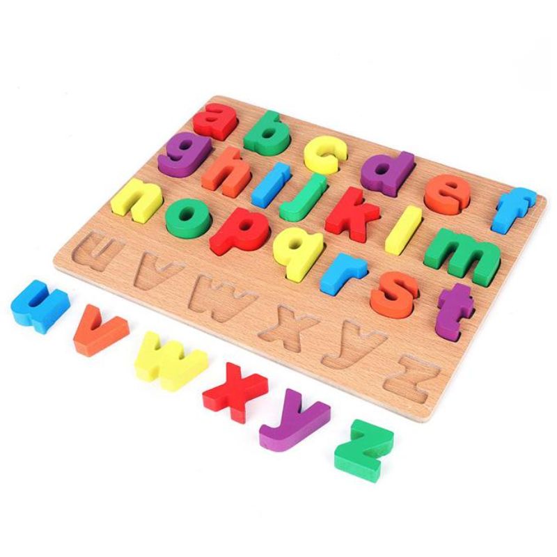 Wooden Lowercase Alphabet Puzzle for Kids Early Educational Toys