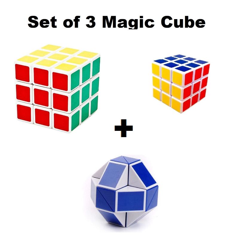 Set of 3 - Magic Cubes 3x3, Speed Cube 3x3, Magic Cube Kids Puzzle Cube, Rubik Cube, Triangular Cube