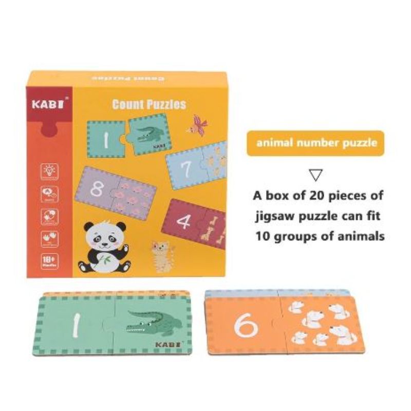 20 Piece's Kids Match Counting Puzzle, Count Animals Puzzle, Montessori Matching Puzzles for Children, Matching Puzzle Game For Kids
