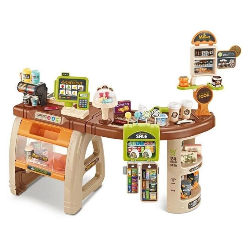 Kids Role Play Toy Supermarket Combination Grocery Shopping Set Simulation Vending Machine Play Set,  52 Pc's Home Supermarket Grocery Shop Play Set