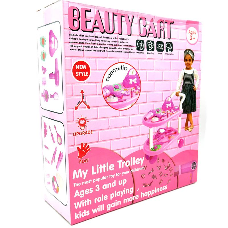 46 Piece's Girls Beauty Cart My Little Trolley Pretend Play Set Makeup Accessories Toys for Kids LT (922-60/61/62)
