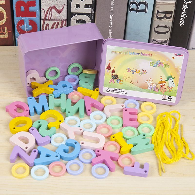 Wooden Children's Alphabets Beaded Threading Toys, Alphabets Threading Toy