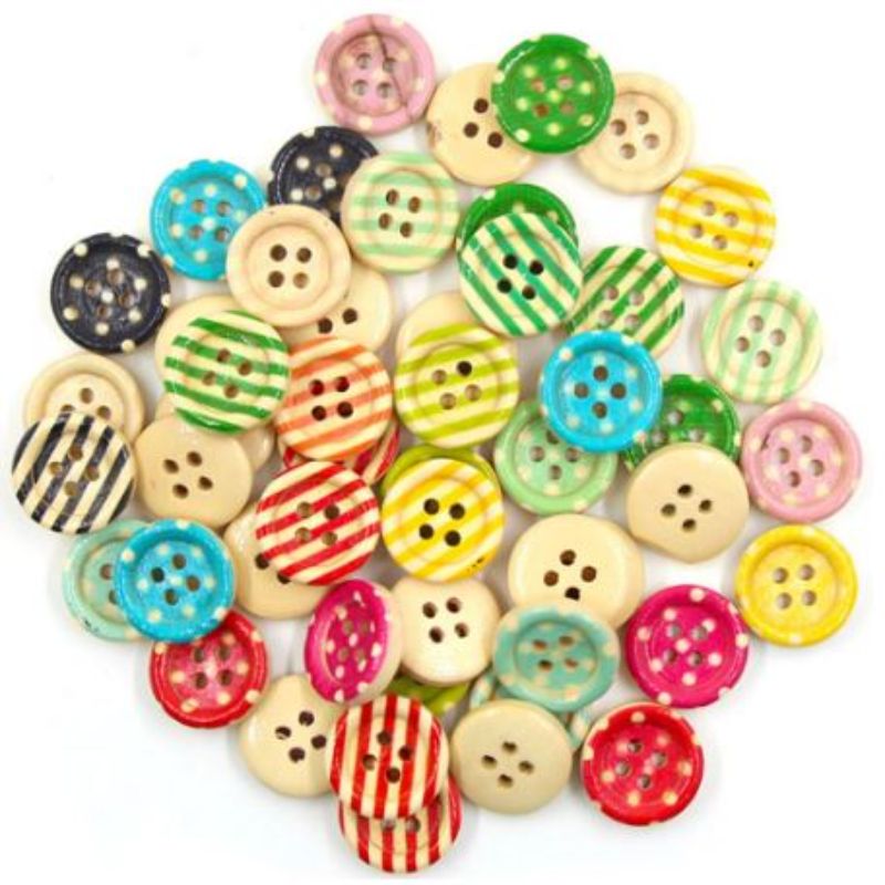 Pack of 20 - Colorful Stripes Buttons 4 Holes Plastic Buttons With Colorful Strips for DIY Sewing Decoration Art Crafts
