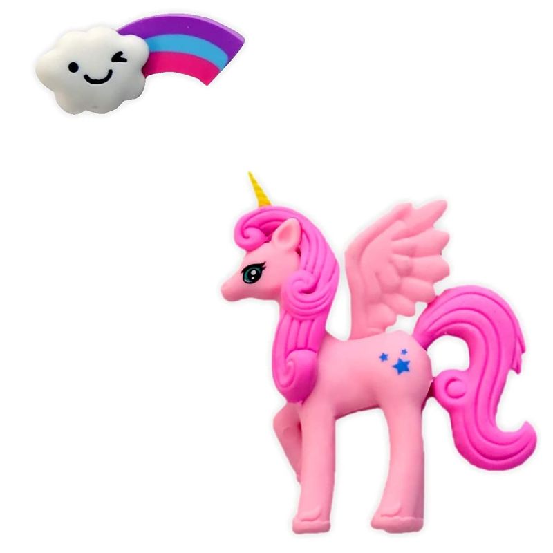 Assorted Color Unicorn/Pony Character Eraser & Rainbow Cloud Eraser Set For Kids