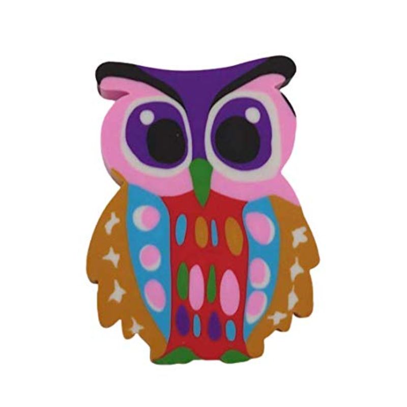Creative Colorful Owl Pattern Crystal Eraser For Kids, Owl Shaped Eraser