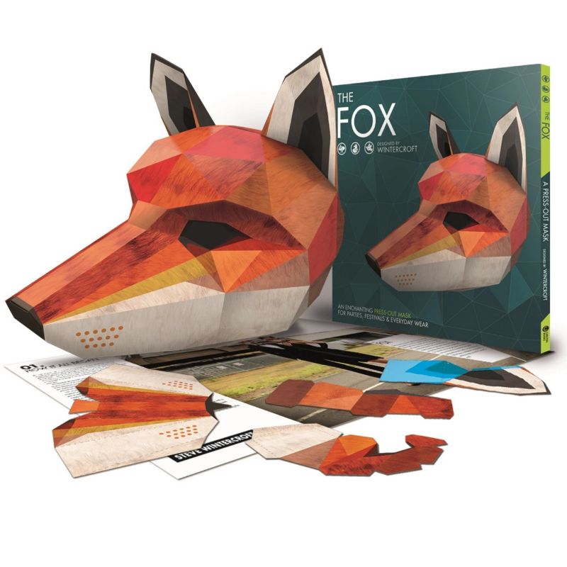 The Fox - Designed By Wintercroft, An Enchanting Press Out Mask For Parties And Everyday Wear, Cut Out Full Face Maskk, Full Head Fox Mask