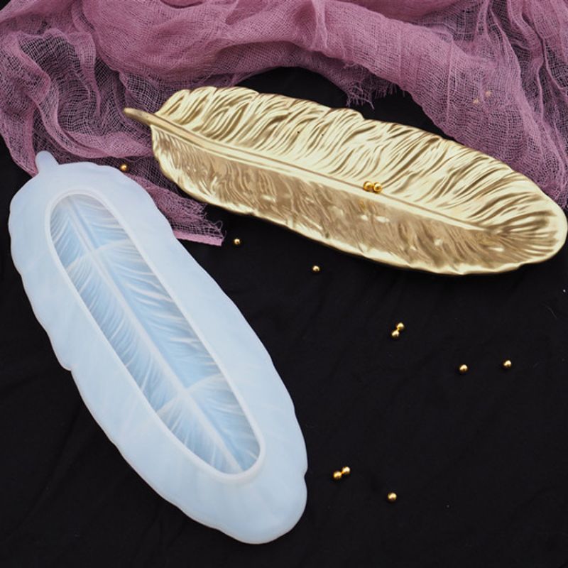Feather Shaped Resin Epoxy Mold, Feather Trinket Tray Mold, Resin Molds, Feather Shaped Rolling Tray Mold, Feather Shaped Tray Silicone Mold